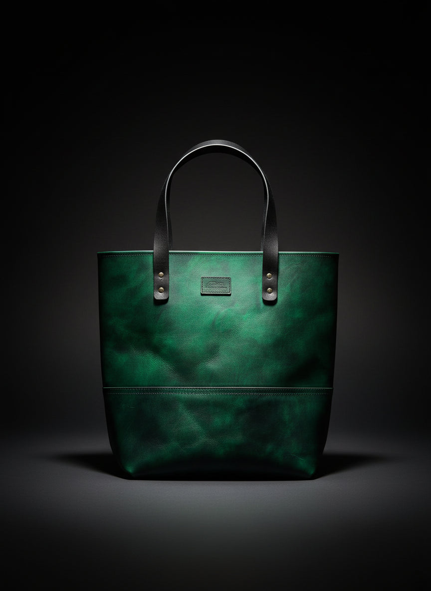 The Carryall Tote - Hand Dyed Green Front