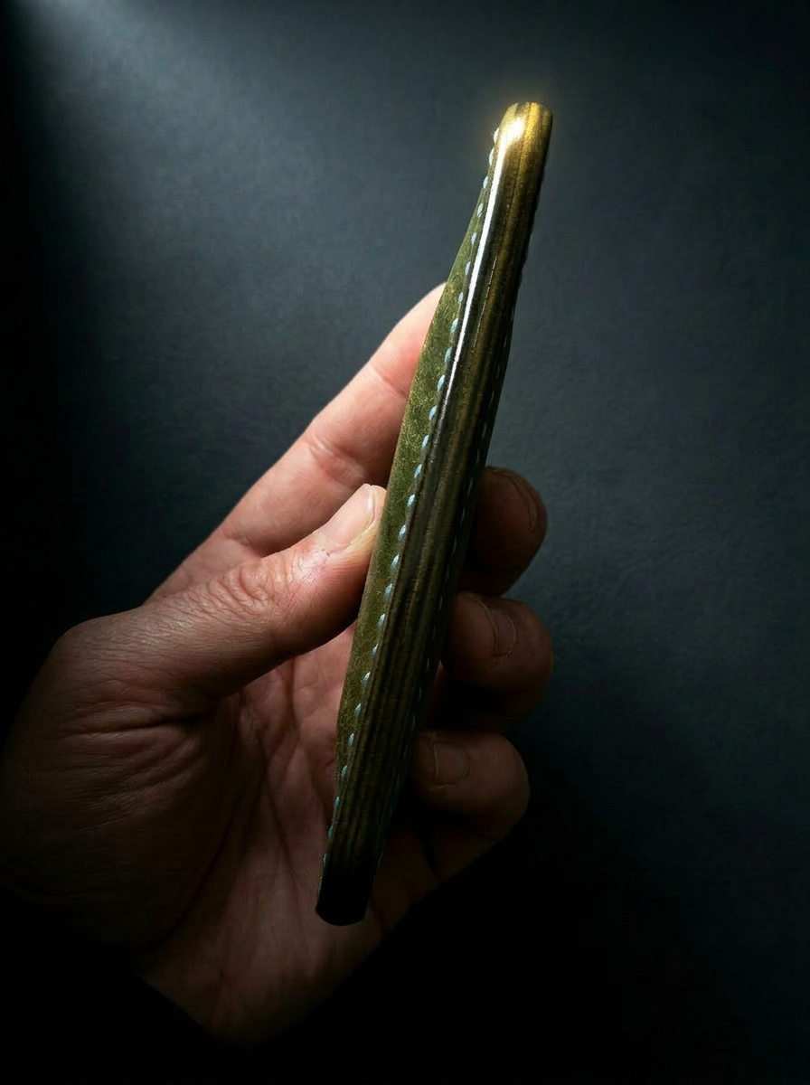 The Landscape Card Holder side profile showing slim construction